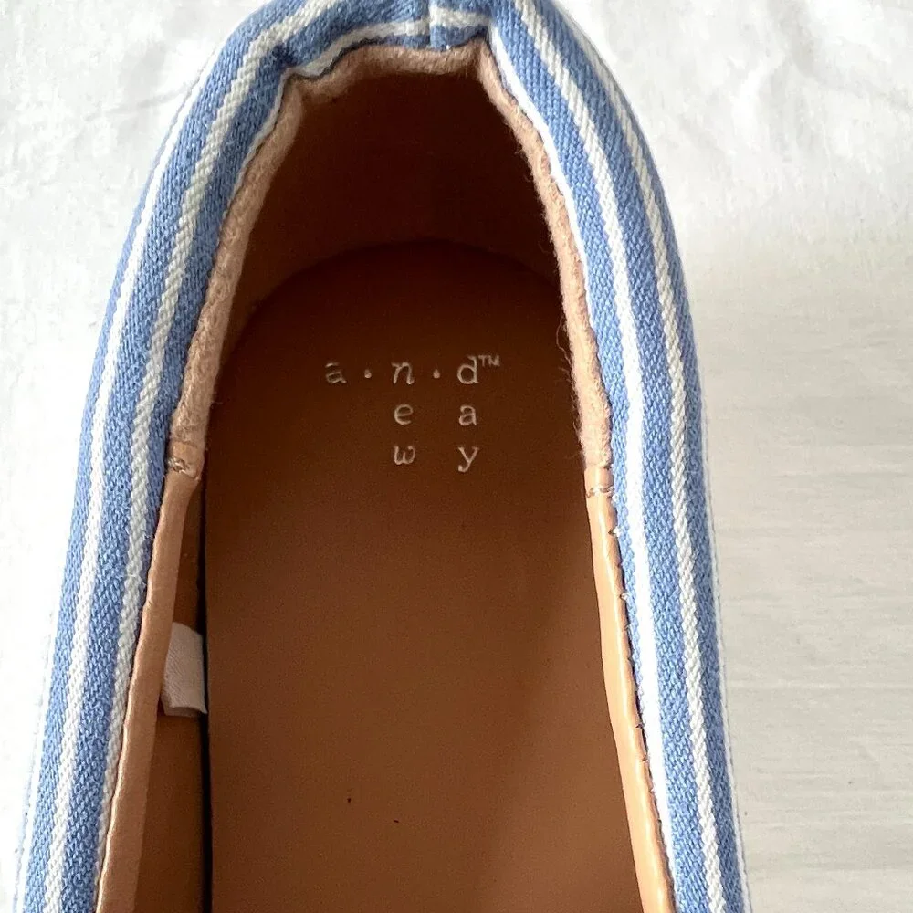 A New Day Blue & White Striped Canvas Slip Ons, Size 8 Like New! - Picture 11 of 12